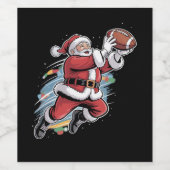 Weihnachtsmann spielt American Football Weihnachte Weinetikett (Einzelnes Label)
