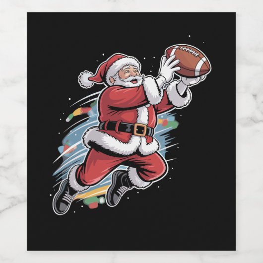 Weihnachtsmann spielt American Football Weihnachte Weinetikett (Einzelnes Label)
