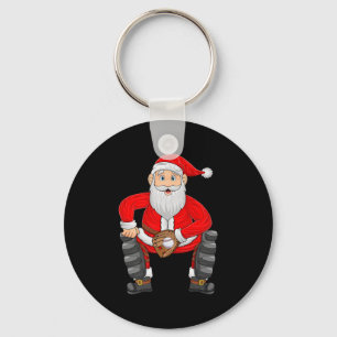 Weihnachtsmann spielt Baseball Catcher Xmas Srts Schlüsselanhänger