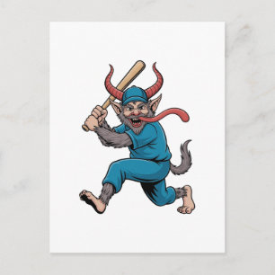 Weihnachtsmann spielt Baseball-Weihnachts-Baseball Feiertagspostkarte