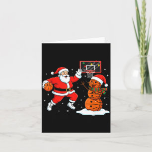 Weihnachtsmann spielt Basketball Schneemann Design Karte