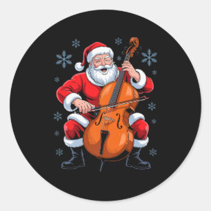 Weihnachtsmann spielt Cello Lustiger Feiertag Weih Runder Aufkleber