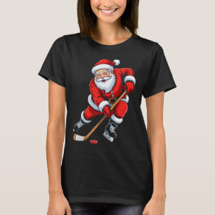 Weihnachtsmann spielt Eishockey Jungen Männer Xmas T-Shirt