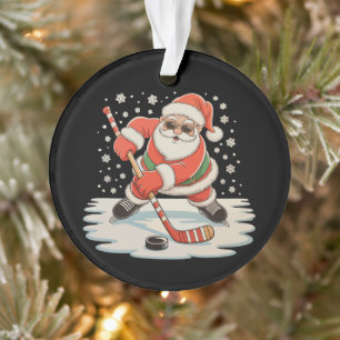 Weihnachtsmann spielt Eishockey Weihnachten Xmas S Ornament