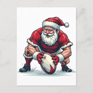 Weihnachtsmann spielt Fantasy Football Weihnachten Einladungspostkarte