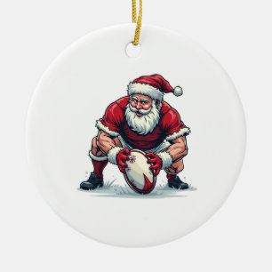 Weihnachtsmann spielt Fantasy Football Weihnachten Keramik Ornament
