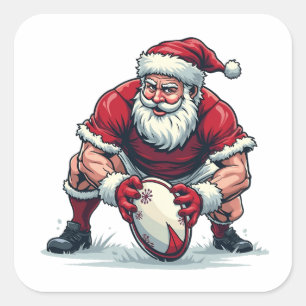Weihnachtsmann spielt Fantasy Football Weihnachten Quadratischer Aufkleber
