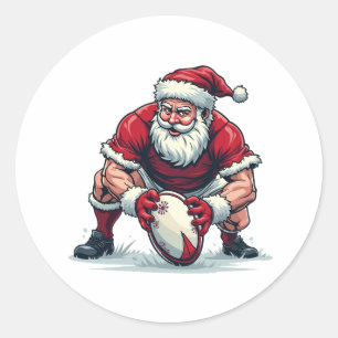 Weihnachtsmann spielt Fantasy Football Weihnachten Runder Aufkleber