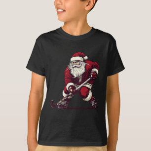 Weihnachtsmann spielt Feldhockey Lustiges Feldhock T-Shirt