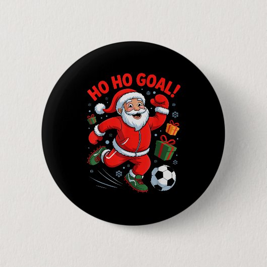 Weihnachtsmann spielt Fußball Lustiger Feiertag We Button (Vorderseite)