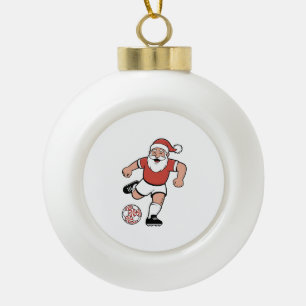 Weihnachtsmann spielt Fußball Weihnachten Spieler Keramik Kugel-Ornament