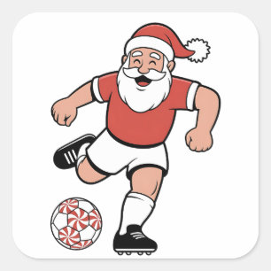Weihnachtsmann spielt Fußball Weihnachten Spieler  Quadratischer Aufkleber