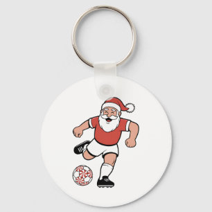 Weihnachtsmann spielt Fußball Weihnachten Spieler  Schlüsselanhänger