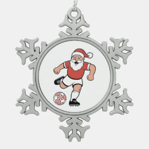 Weihnachtsmann spielt Fußball Weihnachten Spieler Schneeflocken Zinn-Ornament