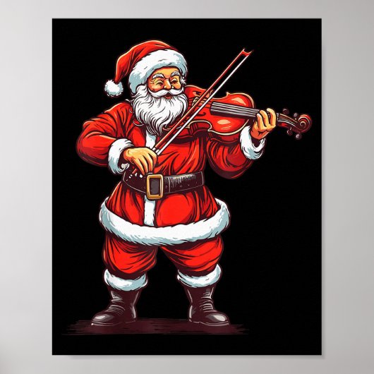Weihnachtsmann spielt Geige Lustiger Geiger Geigen Poster (Vorne)