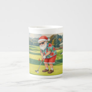 WEIHNACHTSMANN spielt Golf Weihnachtsferien Porzellantasse