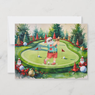 WEIHNACHTSMANN spielt Golf Weihnachtsferien Postkarte