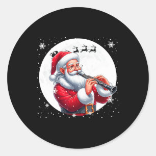 Weihnachtsmann spielt Klarinette Xmas Mond Kostüm Runder Aufkleber