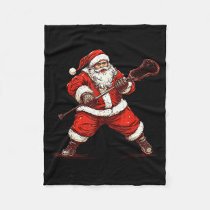 Weihnachtsmann spielt Lacrosse Lustiger Lacrosse L Fleecedecke