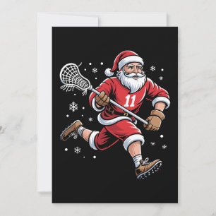 Weihnachtsmann spielt Lacrosse Weihnachten Schnee Einladung