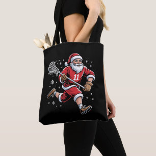 Weihnachtsmann spielt Lacrosse Weihnachten Schnee Tasche