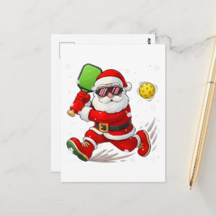 Weihnachtsmann spielt Pickleball Postkarte