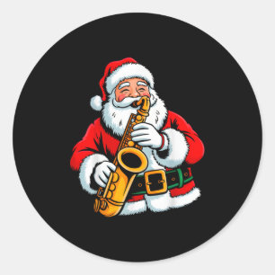 Weihnachtsmann spielt Saxophon Xmas Stimmung Lusti Runder Aufkleber