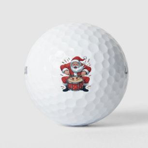 Weihnachtsmann spielt Schlagzeug Weihnachts-Schlag Golfball