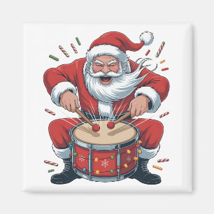 Weihnachtsmann spielt Schlagzeug Weihnachtsdrummer Magnet