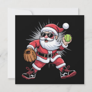 Weihnachtsmann spielt Softball als Pitcher Weihnac Feiertagskarte