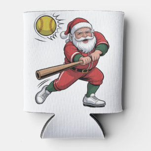 Weihnachtsmann spielt Softball Weihnachten Spieler Dosenkühler