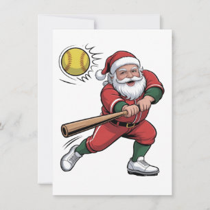 Weihnachtsmann spielt Softball Weihnachten Spieler Einladung
