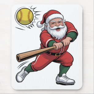 Weihnachtsmann spielt Softball Weihnachten Spieler Mousepad