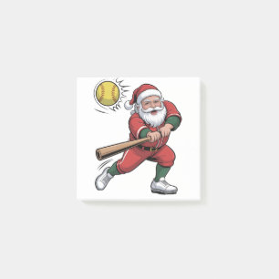 Weihnachtsmann spielt Softball Weihnachten Spieler Post-it Klebezettel