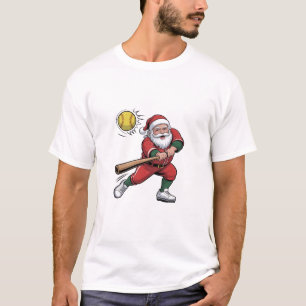 Weihnachtsmann spielt Softball Weihnachten Spieler T-Shirt