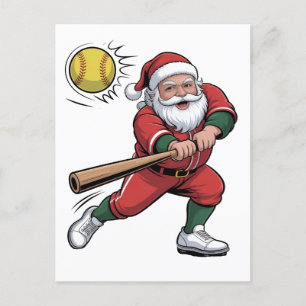 Weihnachtsmann spielt Softball Weihnachts-Spieler Einladungspostkarte