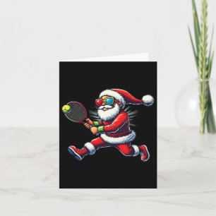 Weihnachtsmann spielt Tennis Spiel Tennis Schläger Karte