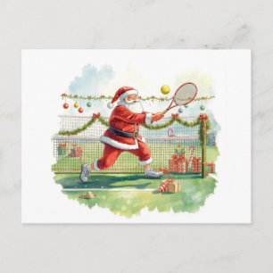 Weihnachtsmann spielt Tennis Weihnachtsferien  Feiertagspostkarte