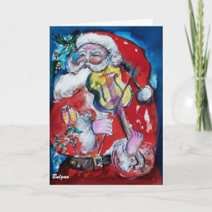 WEIHNACHTSMANN SPIELT VIOLINE Weihnachtsgrüße Feiertagskarte