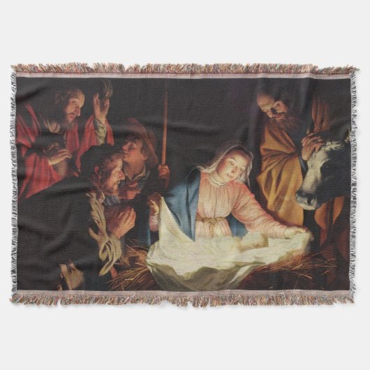 Weihnachtsmann Stall Mary Joseph Baby Jesus Decke (Vorderseite)