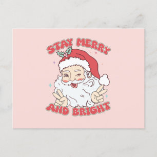 Weihnachtsmann Stay Merry And Bright Xmas Feiertagspostkarte