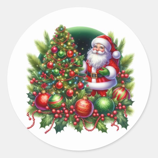 Weihnachtsmann-Sticker Runder Aufkleber (Vorderseite)