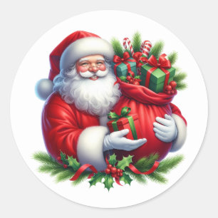 Weihnachtsmann-Sticker Runder Aufkleber