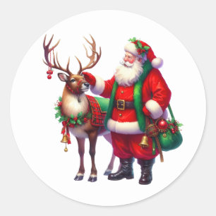 Weihnachtsmann-Sticker Runder Aufkleber