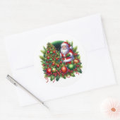 Weihnachtsmann-Sticker Runder Aufkleber (Umschlag)