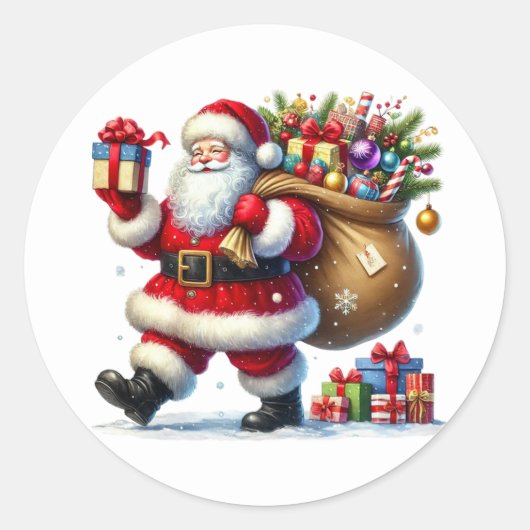Weihnachtsmann-Sticker Runder Aufkleber (Vorderseite)
