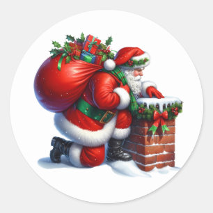 Weihnachtsmann-Sticker Runder Aufkleber