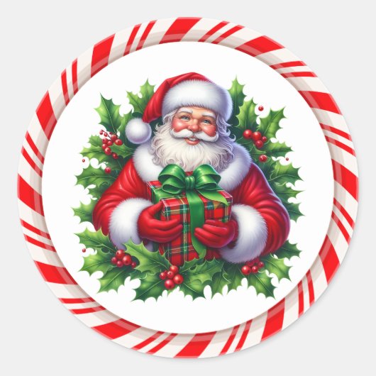 Weihnachtsmann-Sticker Runder Aufkleber (Vorderseite)