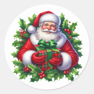 Weihnachtsmann-Sticker Runder Aufkleber