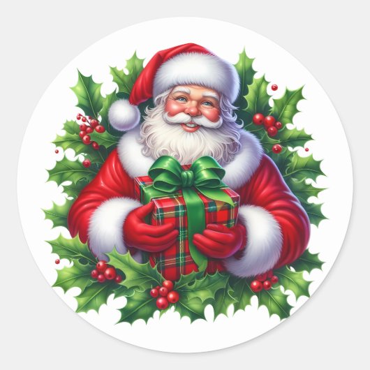 Weihnachtsmann-Sticker Runder Aufkleber (Vorderseite)